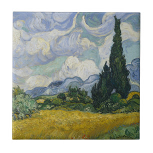 Azulejo De Cerâmica Lindos Campos de Trigo Van Gogh com Cyprestes