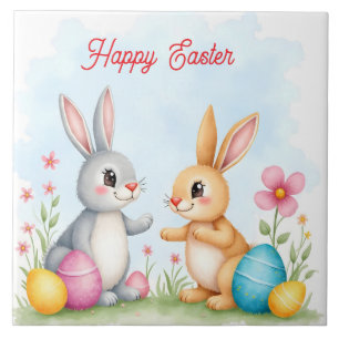 Azulejo De Cerâmica Lindos Coelhos de Páscoa Bonitos Coleção Moderna