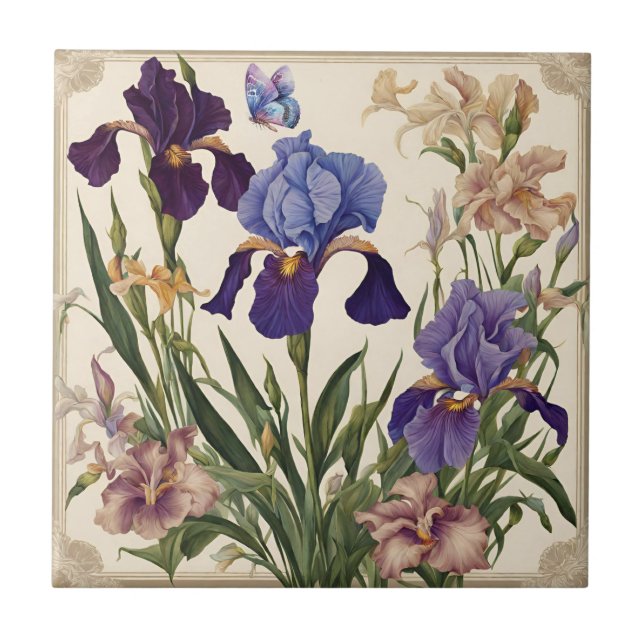 Azulejo De Cerâmica Lindos Iris Flower Blooms (Frente)