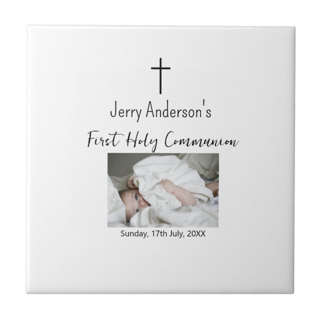 Azulejo De Cerâmica Linha católica de primeira comunhão simples QR mín (Frente)