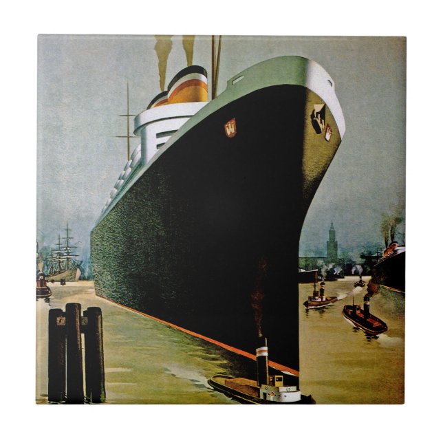 Azulejo De Cerâmica Linha de Hamburgo-Amerika (Frente)