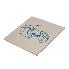 Azulejo De Cerâmica Linha de Lagosta Azul Desenho na Cor de Areia da P