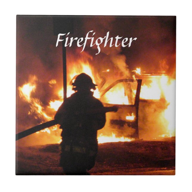 Azulejo De Cerâmica Linha de mão do bombeiro    (Frente)