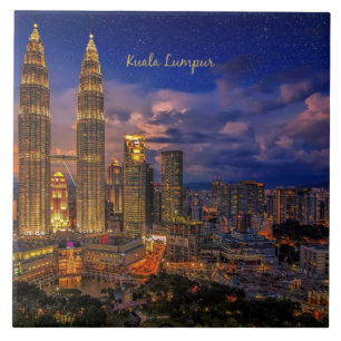 Azulejo De Cerâmica Linha do horizonte Kuala Lumpur à noite