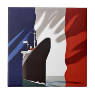 Azulejo De Cerâmica Linha francesa viagens vintage do navio