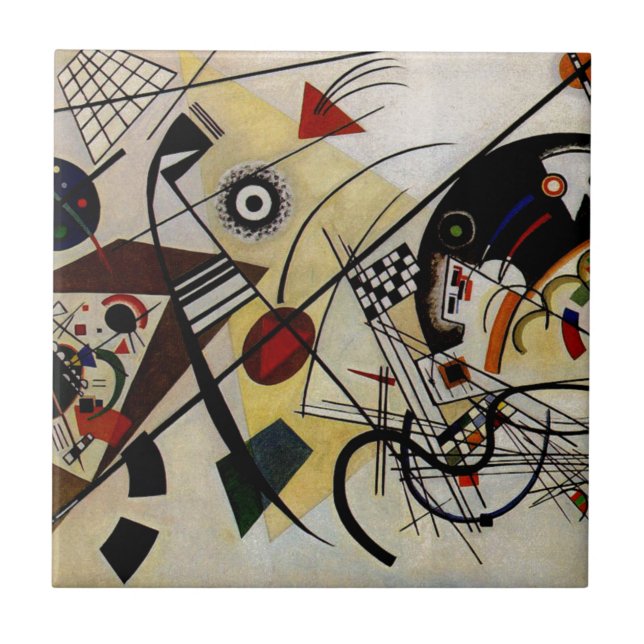 Azulejo De Cerâmica Linha Transversal Sem Partida do Kandinsky (Frente)