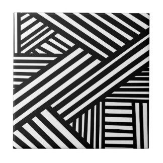 Azulejo De Cerâmica Linhas Abstratas Preto e Branco Arte Moderna Op-ar