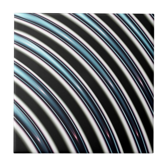 Azulejo De Cerâmica Linhas curvadas perto acima de um Fractal (Frente)