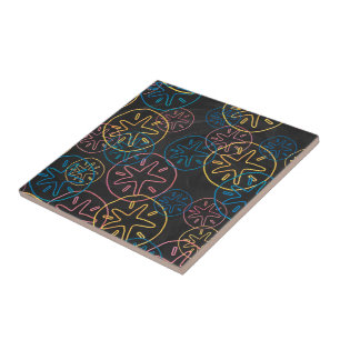 Azulejo De Cerâmica Linhas de Dólar de Areia Vermelho Amarelo Azul