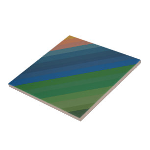 Azulejo De Cerâmica Linhas Diagonais de Cores de Paisagem do Sol