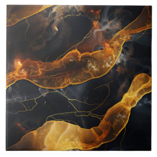 Azulejo De Cerâmica Linhas Douradas Abstratas Cativantes