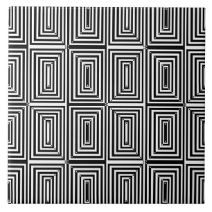 Azulejo De Cerâmica Linhas e Pontos de Arte Fina Óptica Preto e Branco