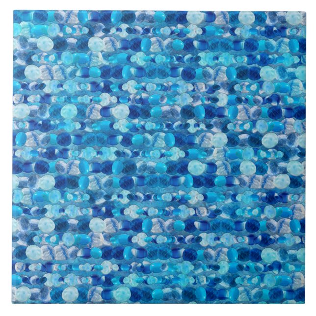 Azulejo De Cerâmica Linhas Gemstones com Toque Azul (Frente)
