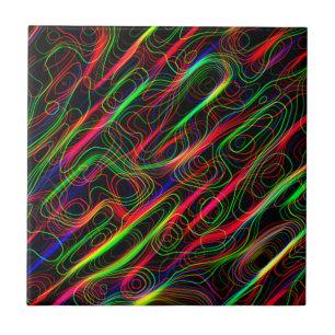 Azulejo De Cerâmica Linhas Multicoloridas de Neon