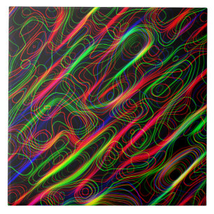 Azulejo De Cerâmica Linhas Neon Multicolorido