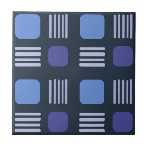 Azulejo De Cerâmica Linhas Quadradas Modernas do Século médio Azul E