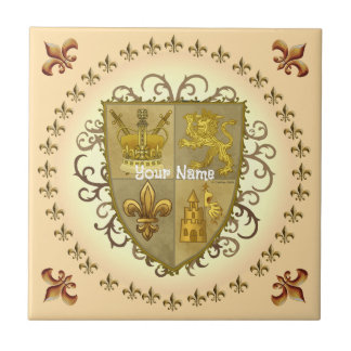 Azulejo De Cerâmica Lion Family Crest Surname