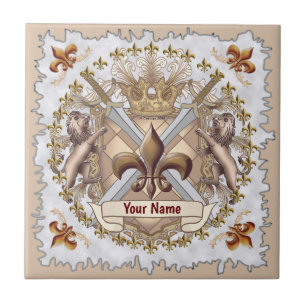 Azulejo De Cerâmica Lion Griffin Shield Surname