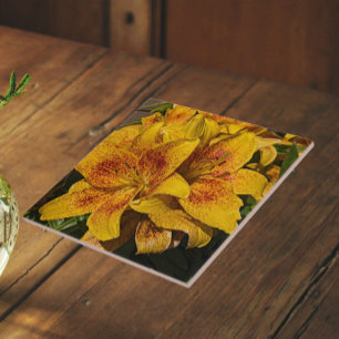 Azulejo De Cerâmica Lírio Asiático Amarelo Floral em Flor