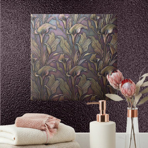 Azulejo De Cerâmica Lírio Calla Bronzeado Art Nouveau ID1226