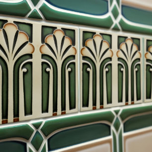 Azulejo De Cerâmica Lírio-de-Calla Branco Estilo Meados do Século Abst