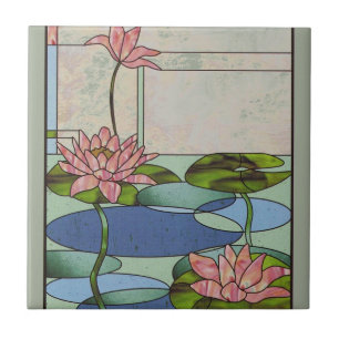 Azulejo De Cerâmica Lírios de água do vitral