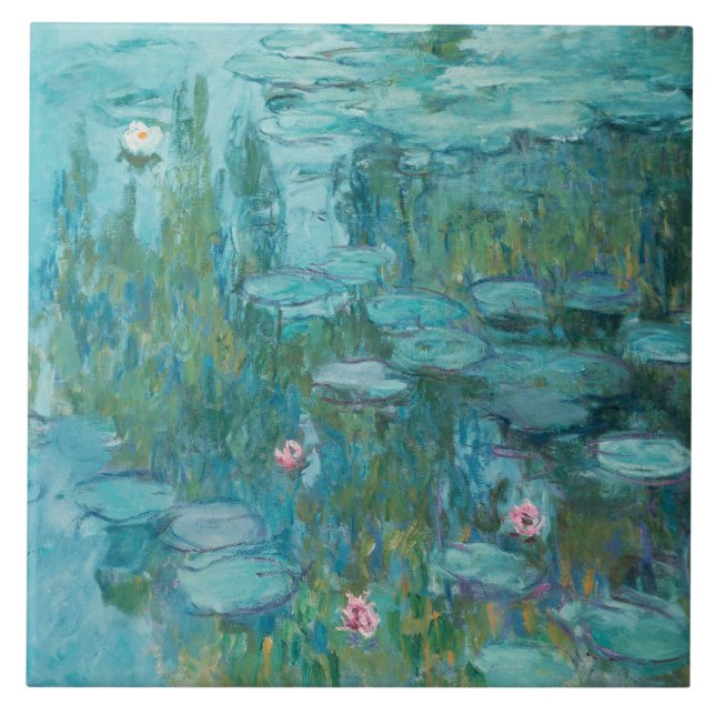 Azulejo De Cerâmica Lírios de água (por Claude Monet, 1915) (Frente)