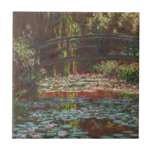 Azulejo De Cerâmica Lírios japoneses da ponte e de água por Claude