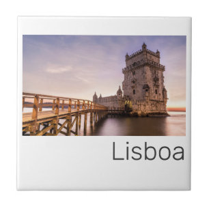 Azulejo De Cerâmica Lisboa Portugal Torre de Belém — Feriado Sunset