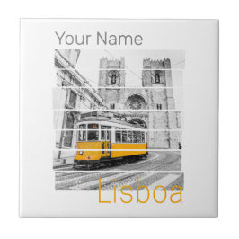 Azulejo De Cerâmica Lisboa Portugal Vintage Holiday Tram Souvenir