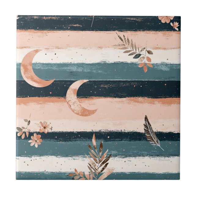 Azulejo De Cerâmica Listra Celestial Rústica Lua Sol Terroso (2) (Frente)