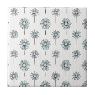 Azulejo De Cerâmica Listra de Margarida Pastel em Arte Linear