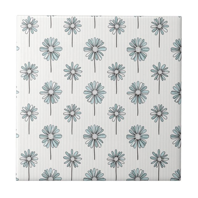 Azulejo De Cerâmica Listra de Margarida Pastel em Arte Linear (Frente)