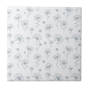 Azulejo De Cerâmica Listra de Margarida Pastel em Arte Linear (2)