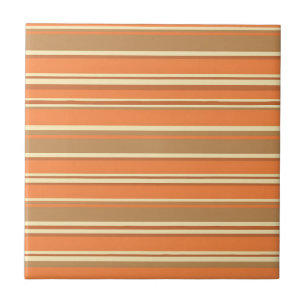Azulejo De Cerâmica Listra Marrom Laranja Retrô Moderno de Meados do S