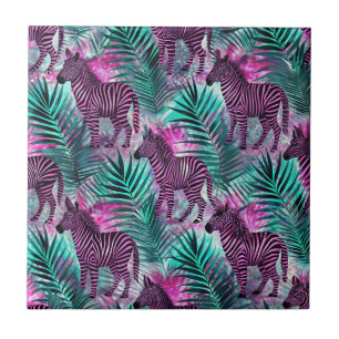 Azulejo De Cerâmica Listra Rosa Zebra Jungle Padrão Tropical