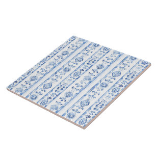 Azulejo De Cerâmica Listras Azuis Rústicas Sicilianas Italianas
