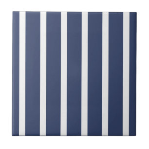 Azulejo De Cerâmica Listras Azul-Marinho Branco Grosso Fino