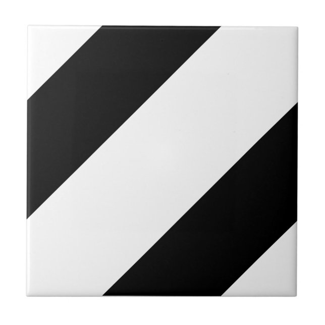 Azulejo De Cerâmica Listras Básicas 1 Preto e Branco (Frente)