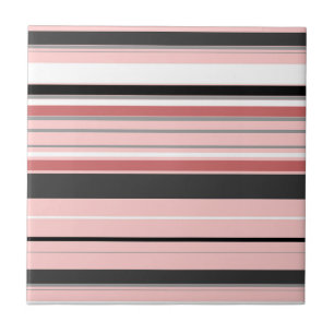 Azulejo De Cerâmica Listras cinza rosa fofas