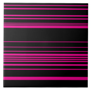 Azulejo De Cerâmica Listras Complexas - Magenta e Preto
