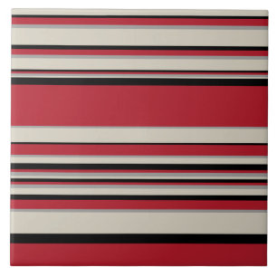 Azulejo De Cerâmica Listras Complexas - Vermelho, Cinza, Preto e Branc