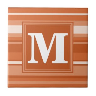 Azulejo De Cerâmica Listras da laranja do monograma