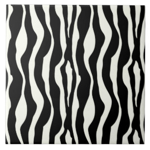 Azulejo De Cerâmica Listras da zebra - preto e branco
