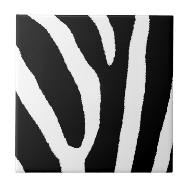 Azulejo De Cerâmica LISTRAS da ZEBRA (um design preto & branco) (Frente)