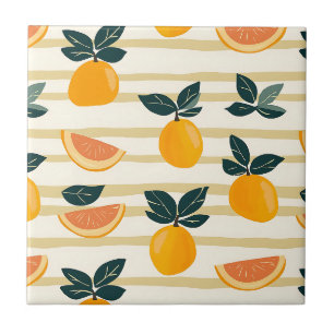 Azulejo De Cerâmica Listras de Citrinos Mediterrâneos e Toranja Rosa
