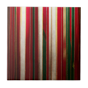 Azulejo De Cerâmica Listras de Cores de Natal Vermelho Verde Branco Do