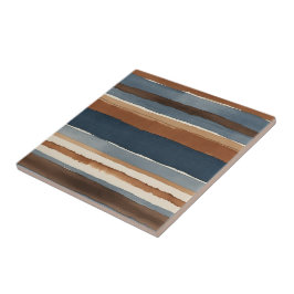 Azulejo De Cerâmica Listras de ferrugem e marrom azul-jeans