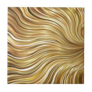 Azulejo De Cerâmica Listras de fluxo abstratas do ouro elegante