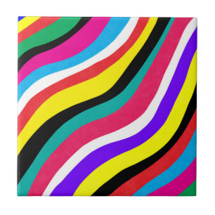 Azulejo De Cerâmica Listras de onda psicodélicas multicoloridas